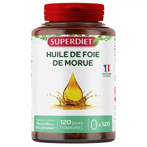 Óleo de fígado de bacalhau Superdiet, 120 cápsulas
