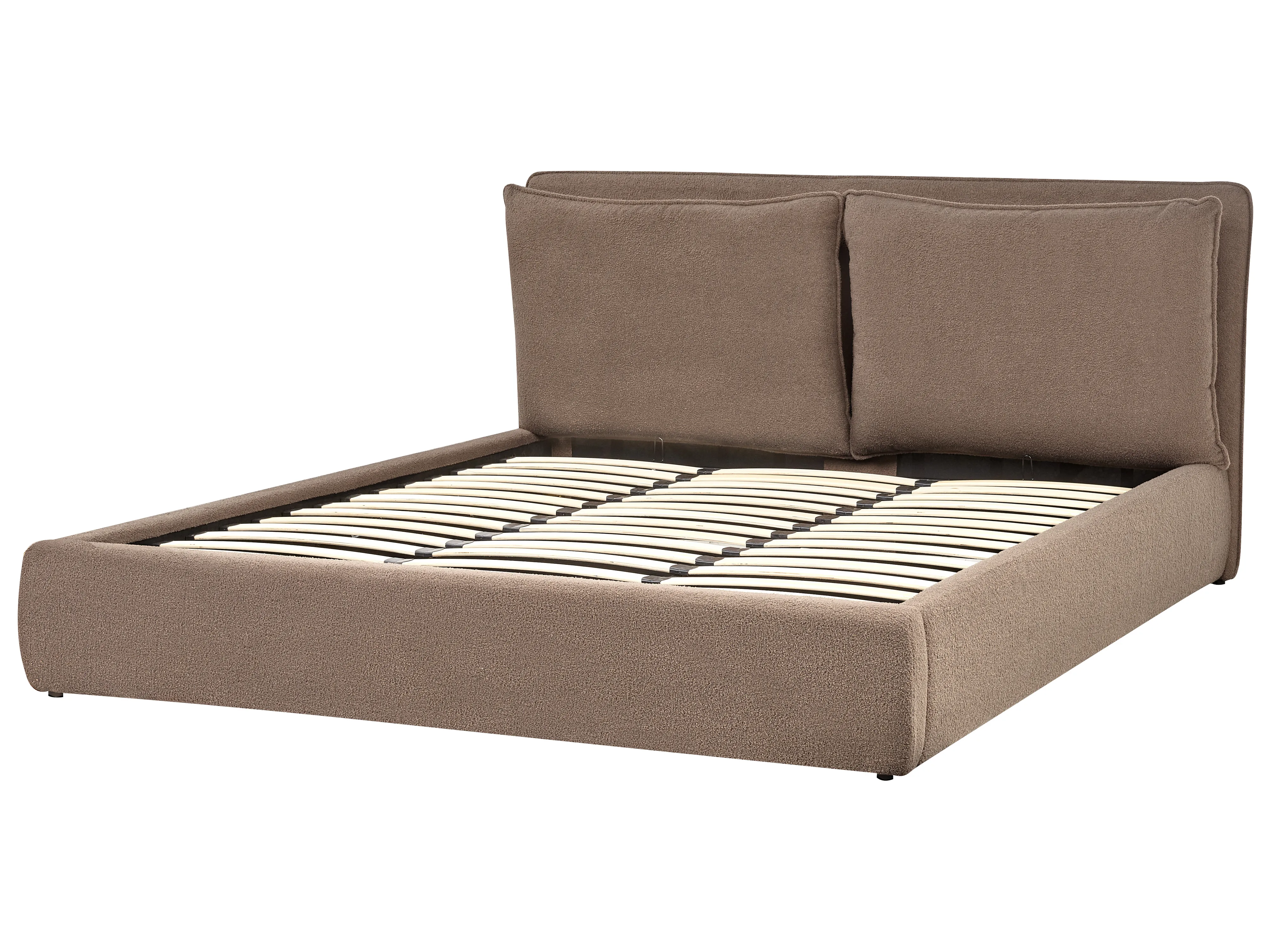 Bed met opbergruimte Bouclé BAJONNA 180 x 200 cm Bruin