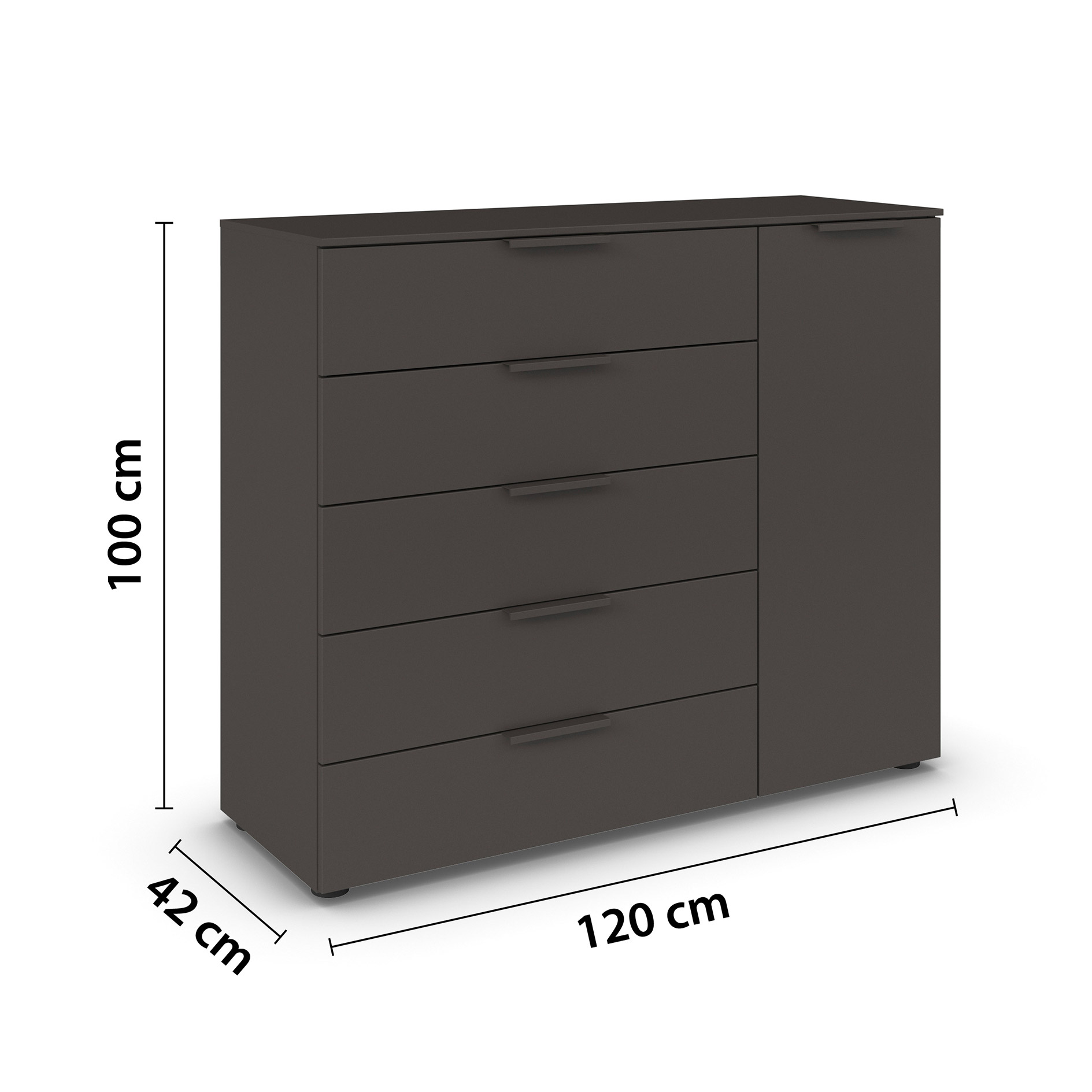 Kommode - graphit - Graphitgriffe - 120 cm