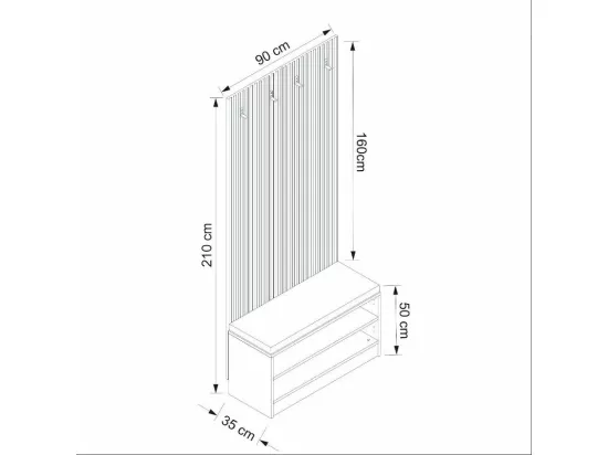 Meuble d'entrée EWY 90x210x35 CM