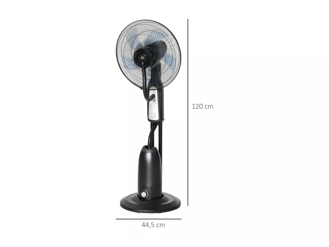 HOMCOM Ventilateur brumisateur sur roulettes - oscillant, inclinable silencieux 90 W avec télécommande - timer 3 modes 3 vitesses - gris noir