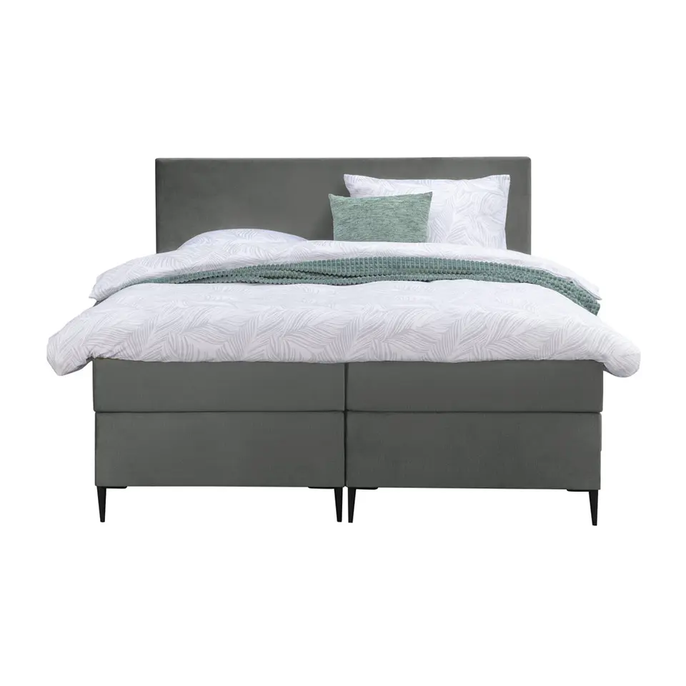 Boxspring Liv egaal - grijs - 160x200 cm - slanke poot