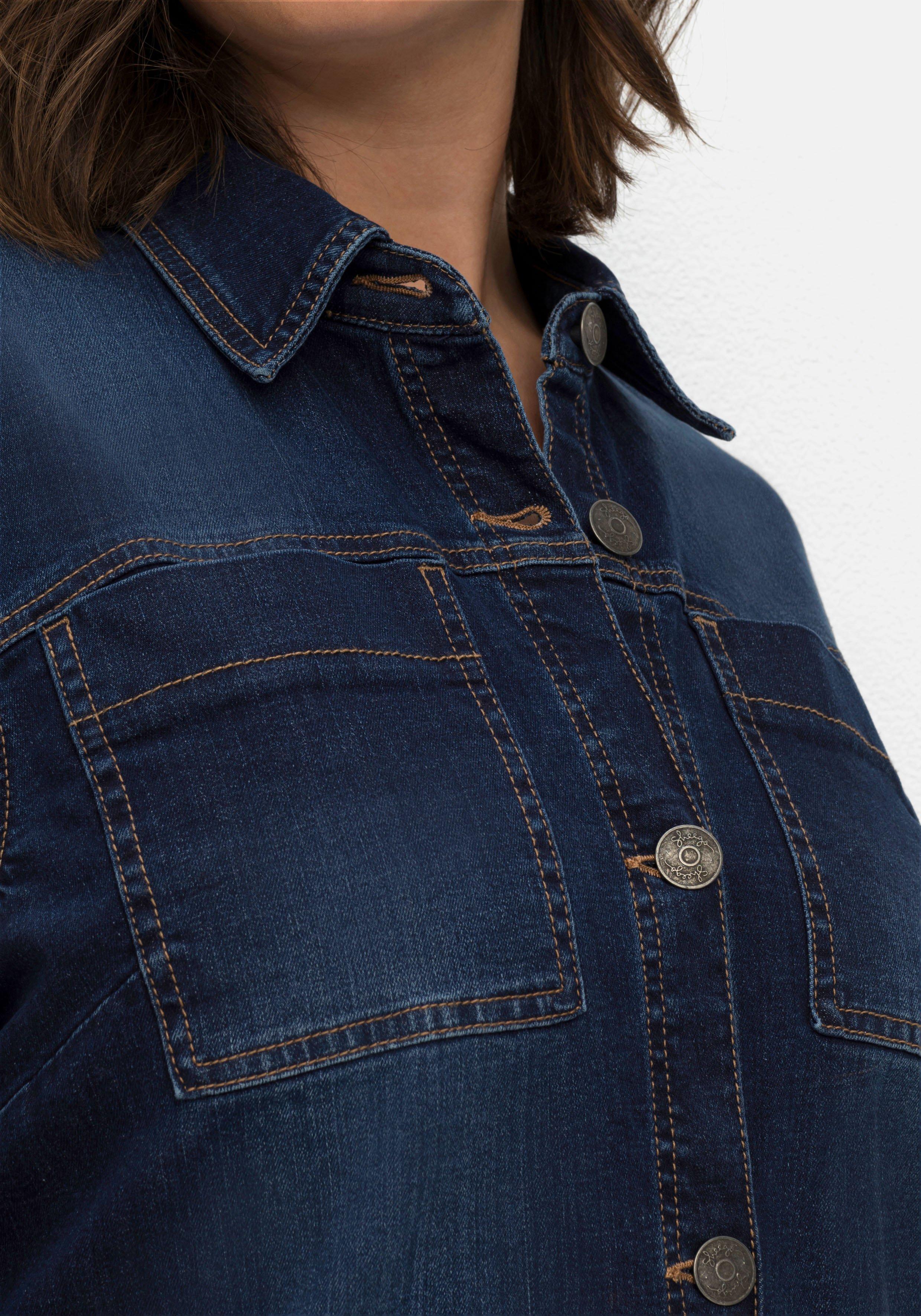 Denim-Shacket in leicht taillierter Form