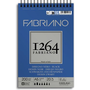Bloc dessin 1264 fabriano a5 noir 200g  20f