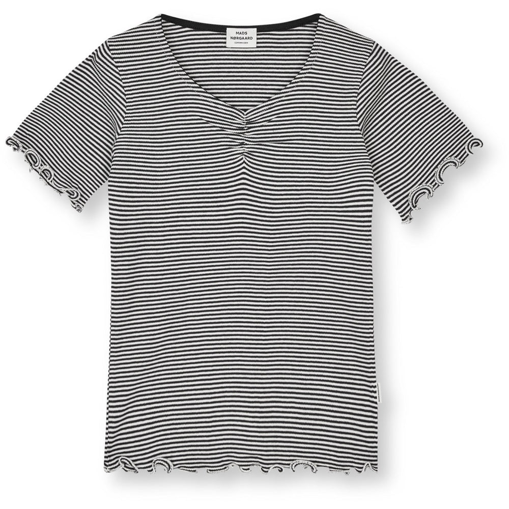 Køb Mads Nørgaard Black/Vanilla Ice 2X2 Bomuld Stripe Tiki Tee