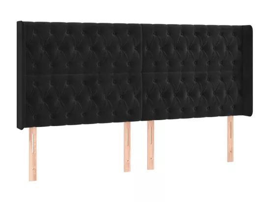 Sommier tapissier avec matelas et LED Noir 180x200 cm Velours
