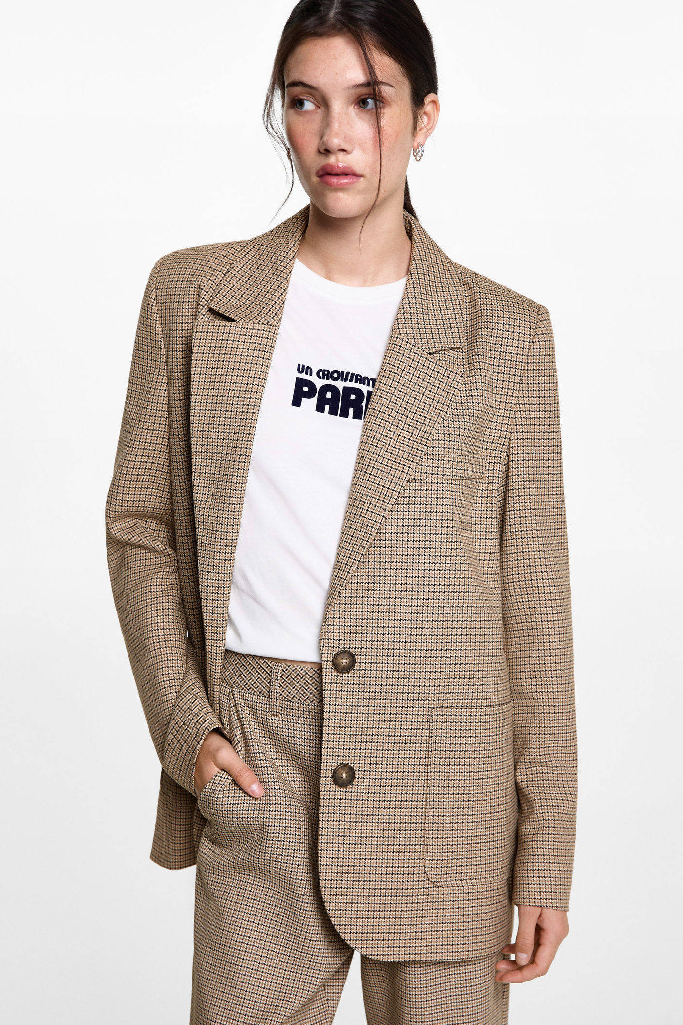 MANGO TEEN regular fit blazer lichtbruin