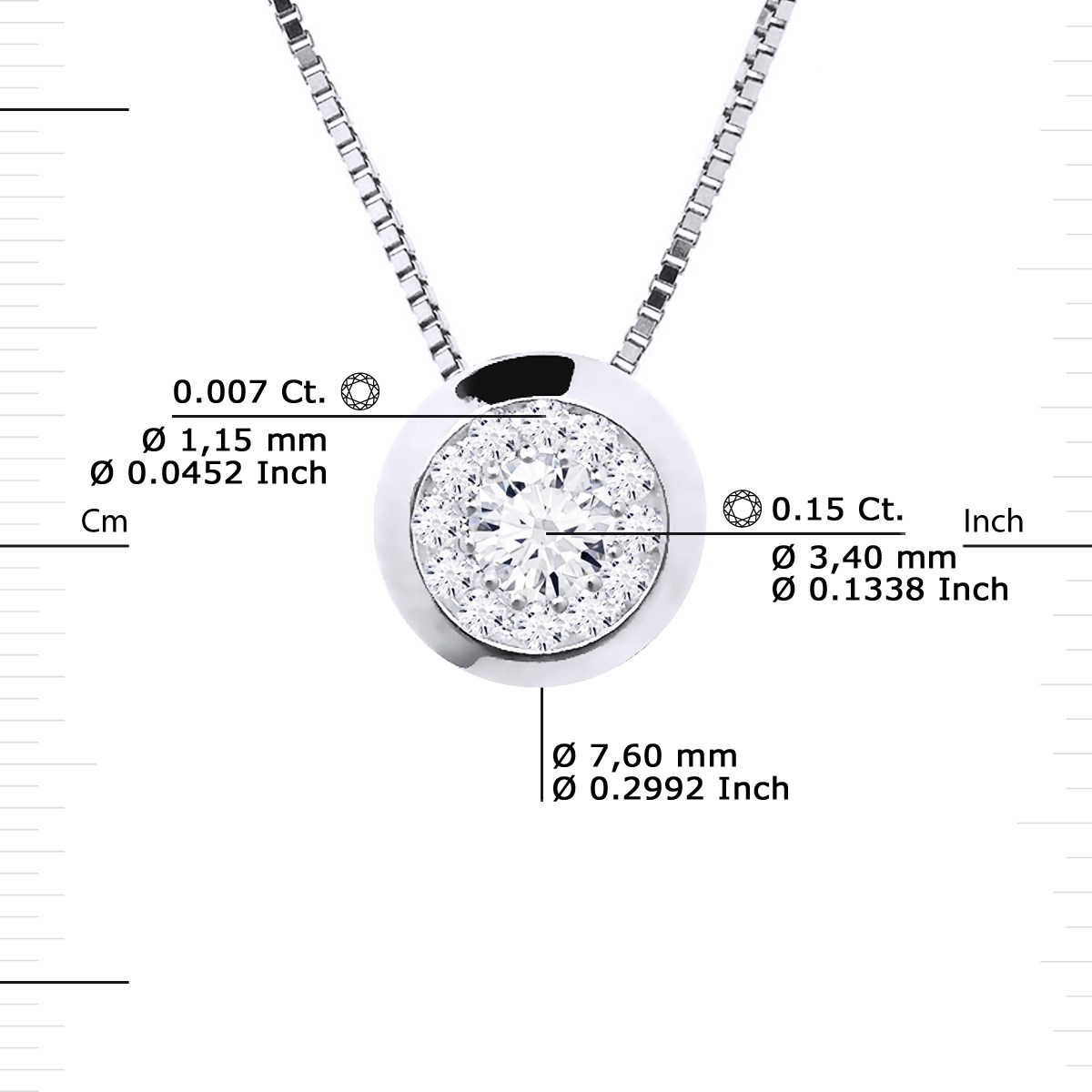 Collier Diamants 0,15 Cts Serti Illusion Or Blanc 18 Carats