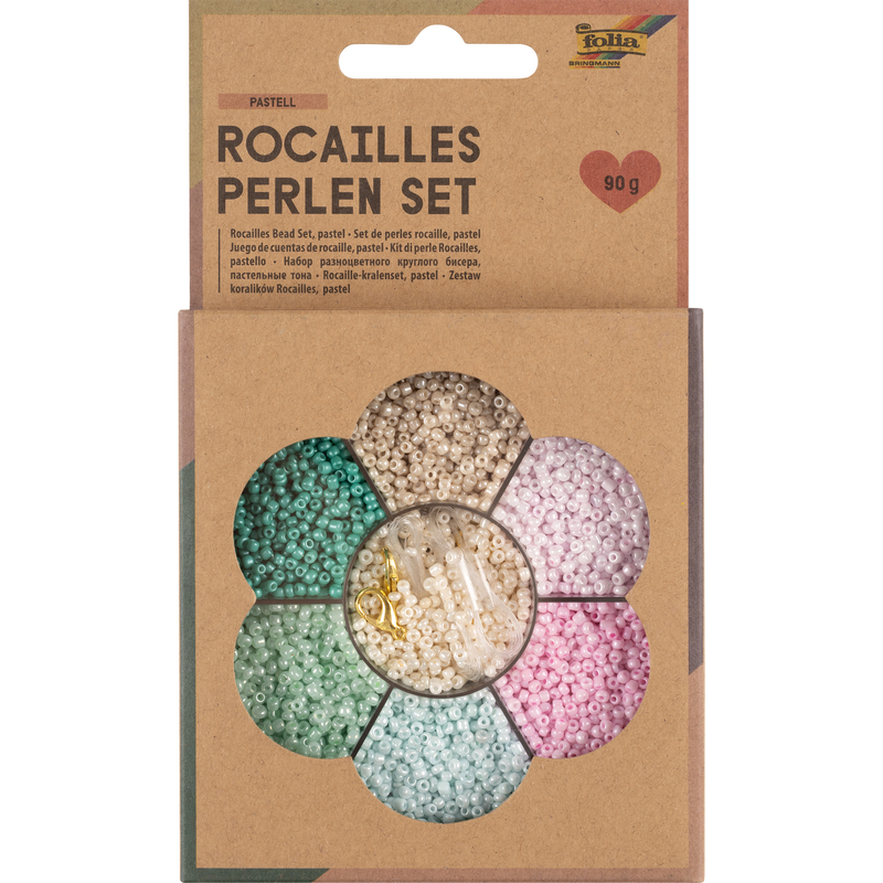 Folia Perlen Set Rocailles, pastell, assortiert