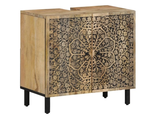 VIDAXL - Armoire lavabo de salle de bain bois massif de manguier