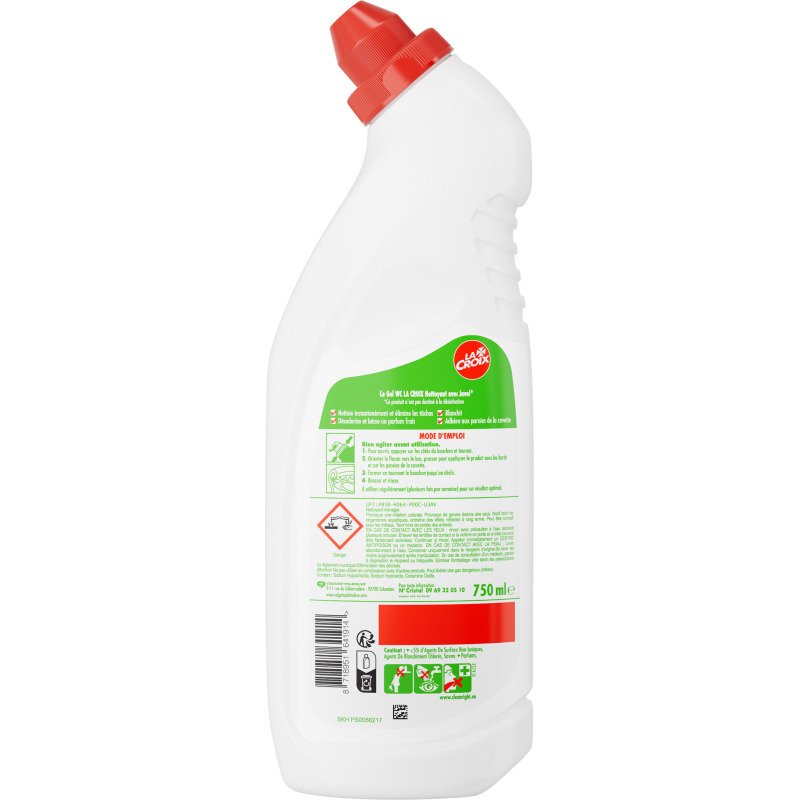 Gel WC 3 en 1 La Croix javel Blancheur Eclatante - Flacon de 750 ml
