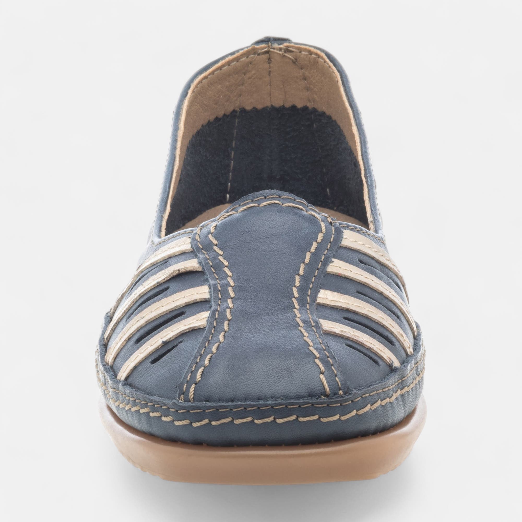 Escarpins pieds sensibles à talon Femme en cuir bleu marine