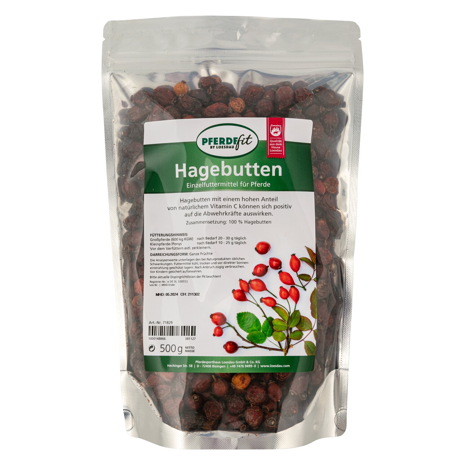 PFERDEfit by Loesdau Hagebutten ganz  - 500 g