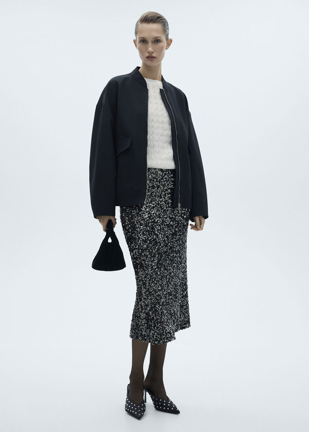 MANGO Openwork sweater with durox details Light beige