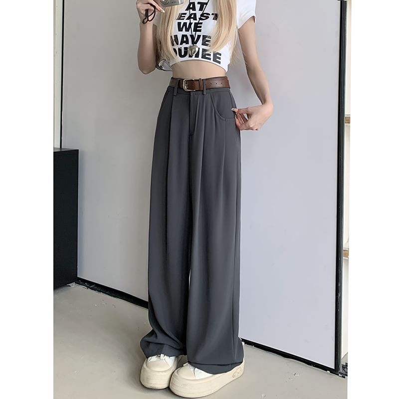 Gilmort - Hoge taille effen wijde broek