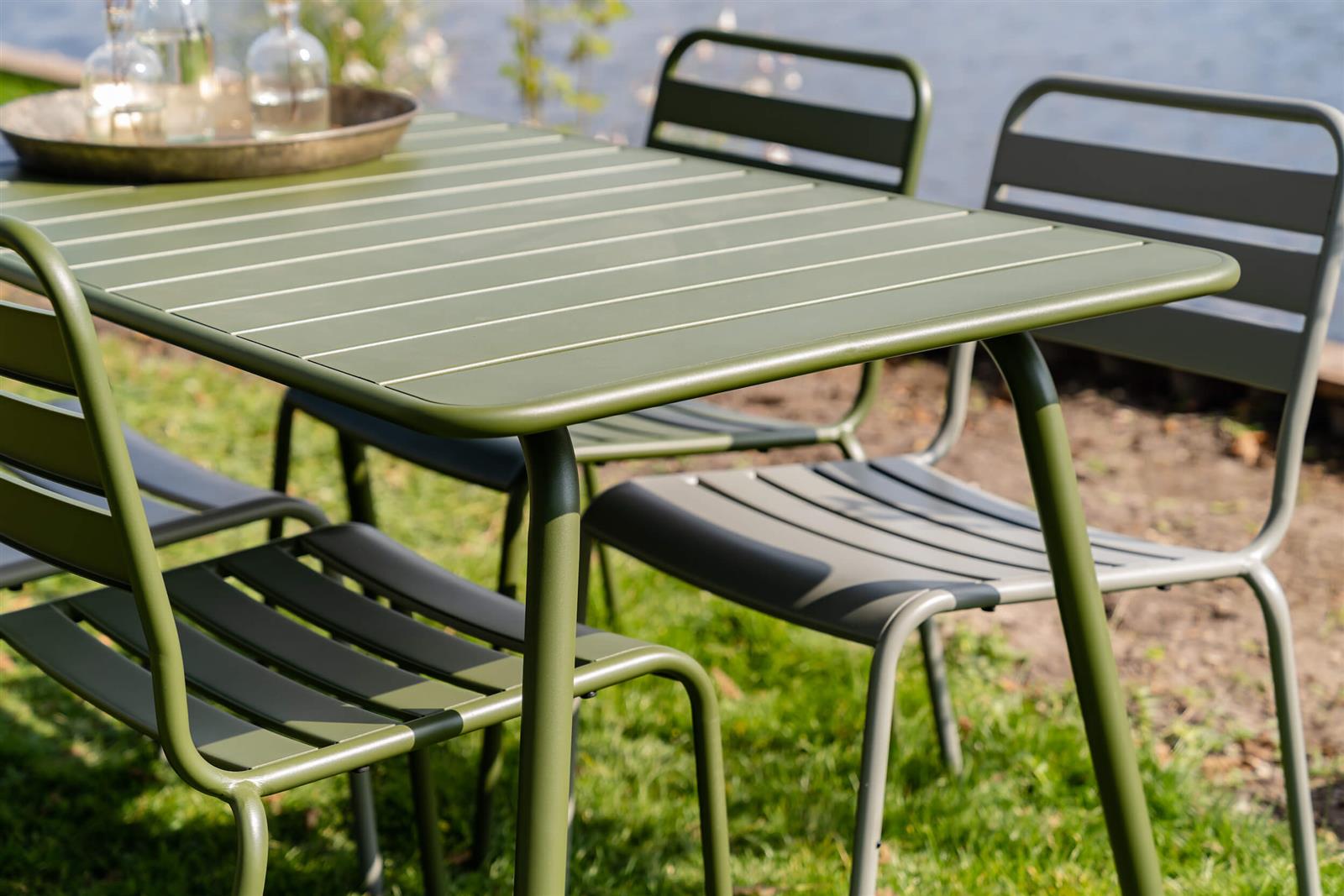 Metalen tuinset Max olijfgroen 150 cm