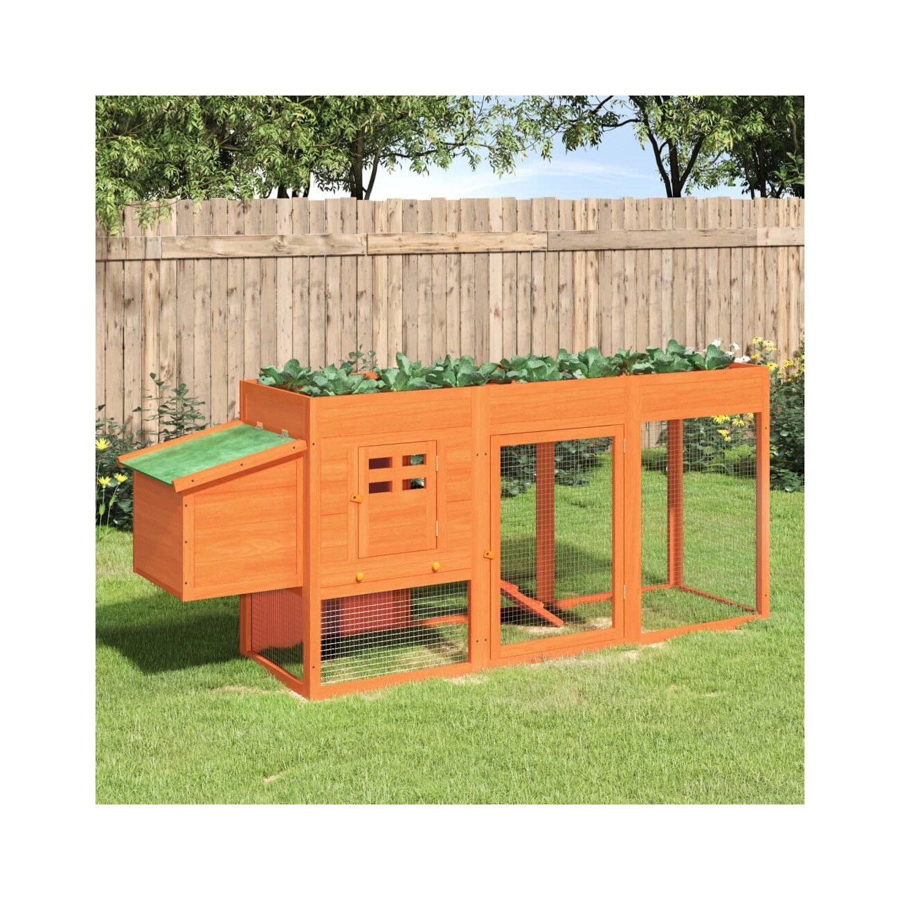VidaXL Hühnerstall 204 x 50 x 84 cm (L x B x H) naturfarben