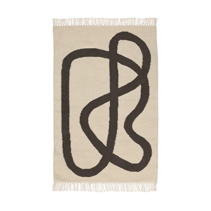 Ferm Living - Lane Kinderteppich, 70 x 105 cm, off-white / chocolate
