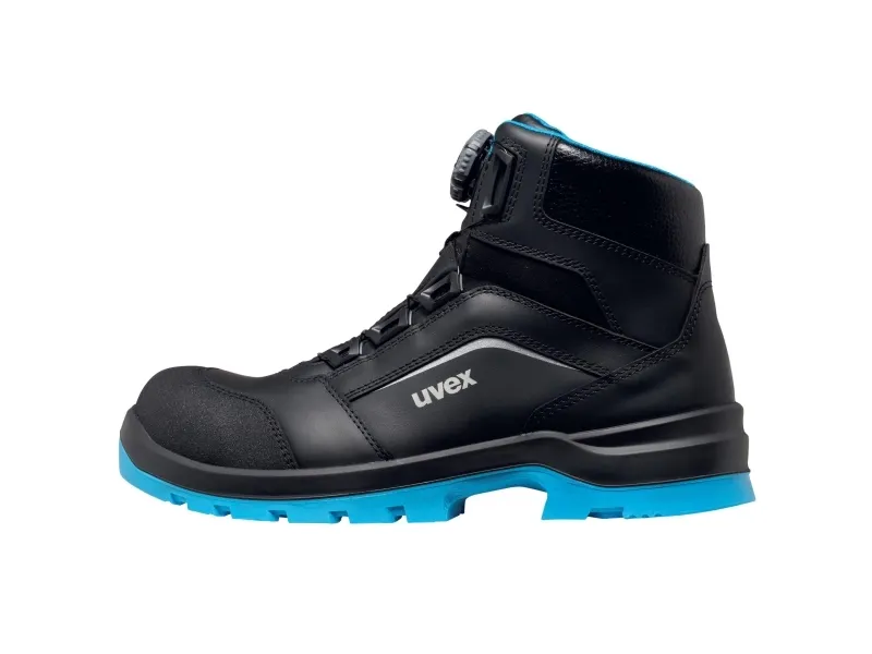 Uvex xenova BOA S1P, Unisex, Voksen, Sikkerhedsstøvler, Sort, Blå, ESD, S1P, Hurtig luk snørebånd