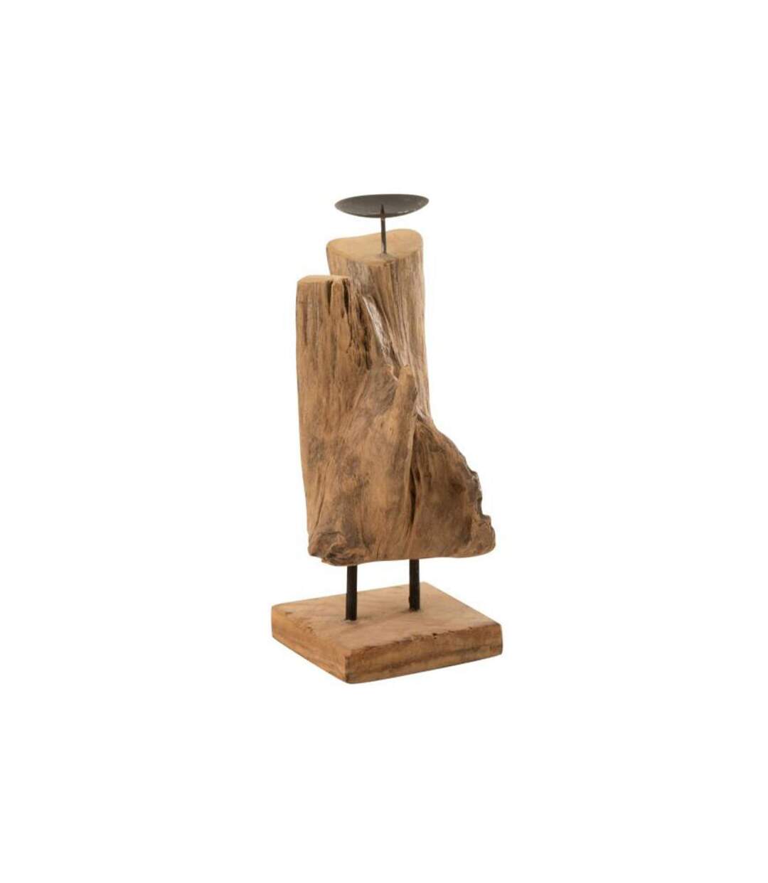 Paris Prix - Bougeoir En Bois tronc Teck 35cm Naturel