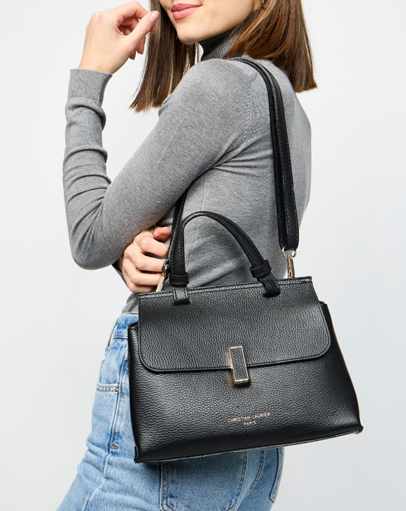 Christian Laurier Sac bandoulière en Cuir Ciara noir - 27x19x9 cm
