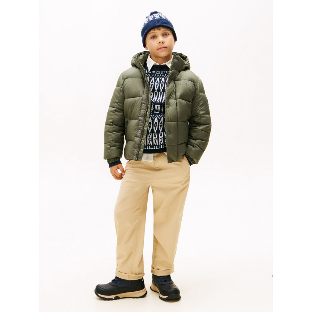 Køb Tommy Hilfiger Pewter Green Matt Og Shine Embossed Jakke