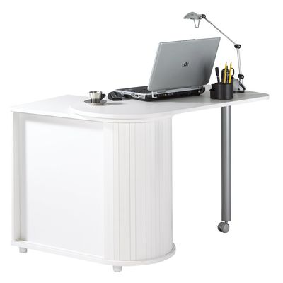 Table pivotante et meuble de rangement - Blanc