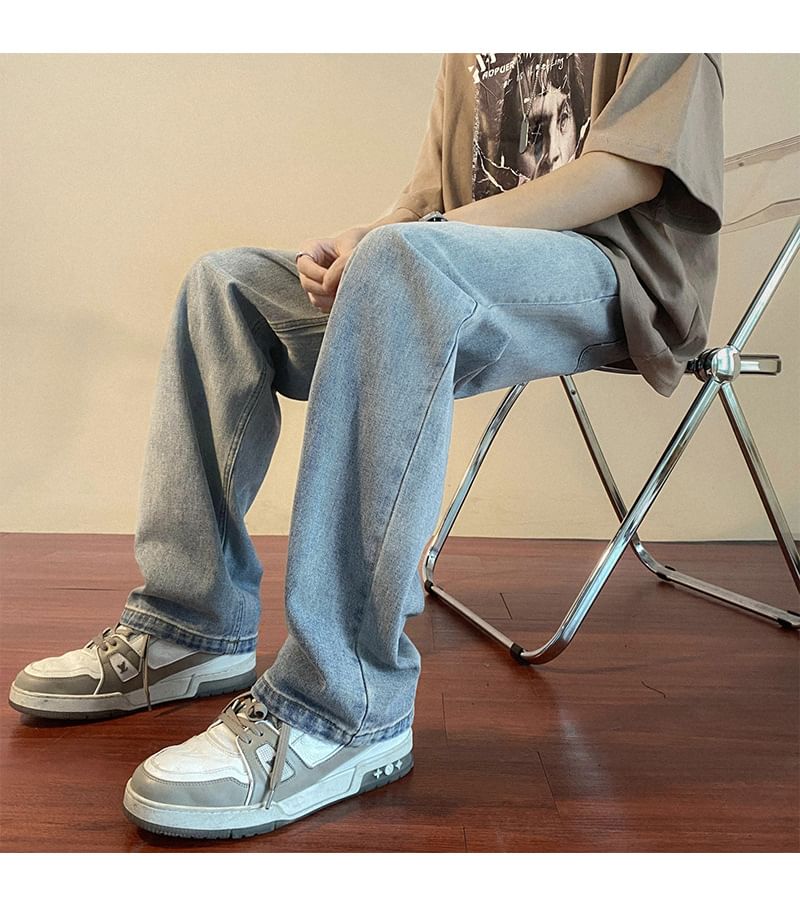 WidoWilder - Mid Rise Washed Straight Leg Jeans