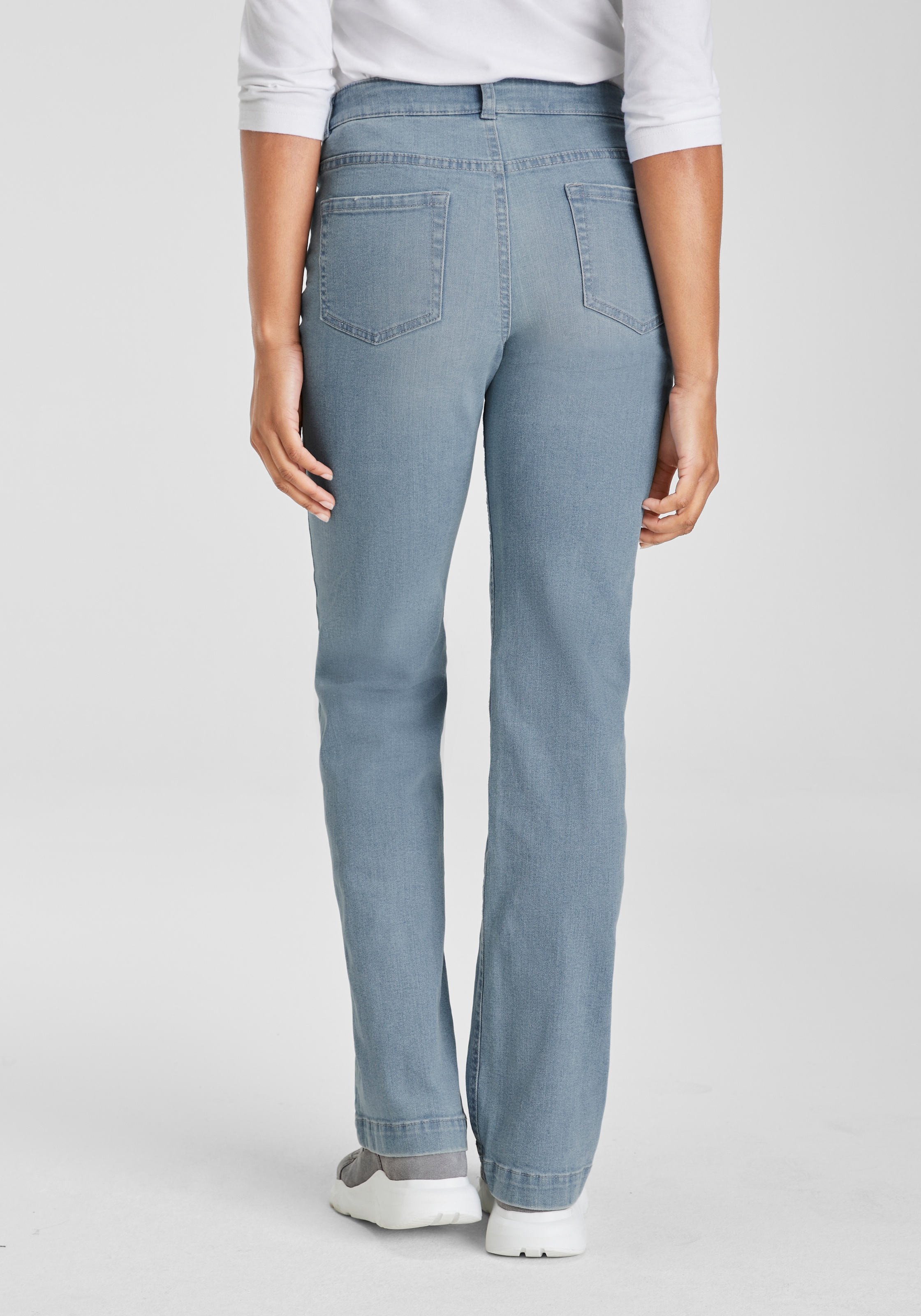 Arizona Weite Jeans , weite Beinform,  Used-Look-Waschung,  hohe Taille