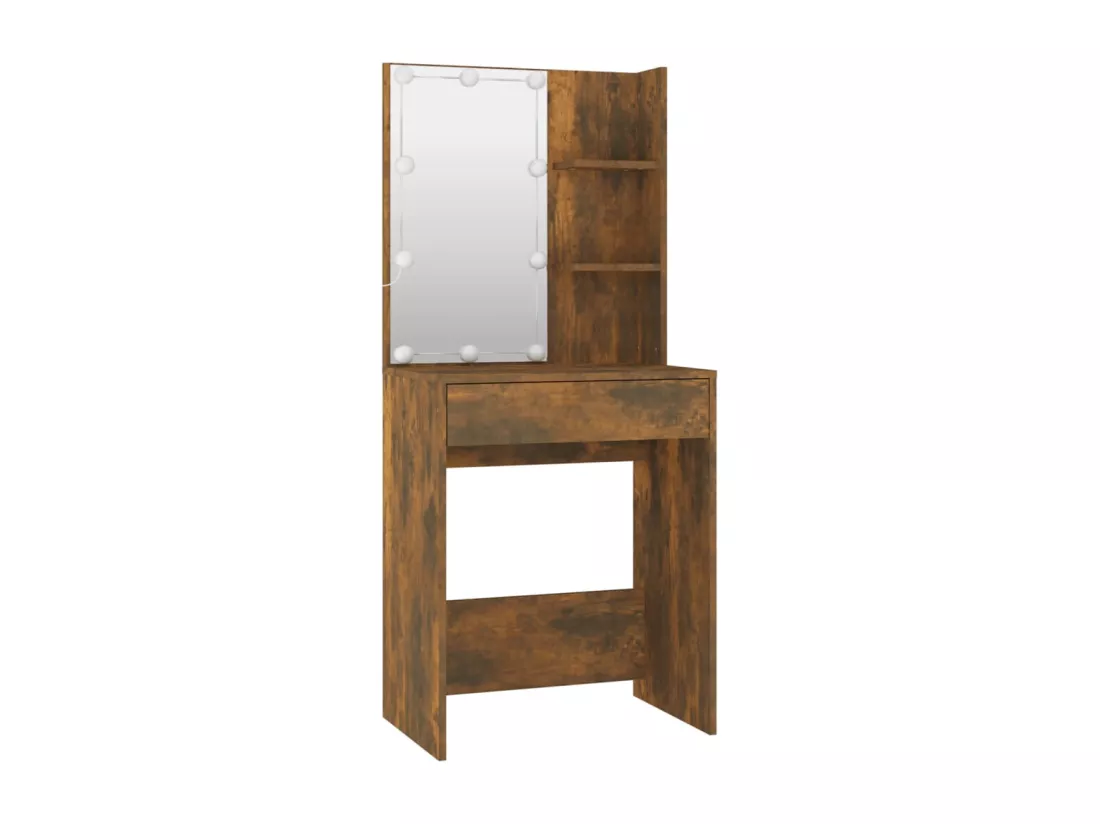 Ensemble de coiffeuse avec LED Chêne fumé Bois d'ingénierie