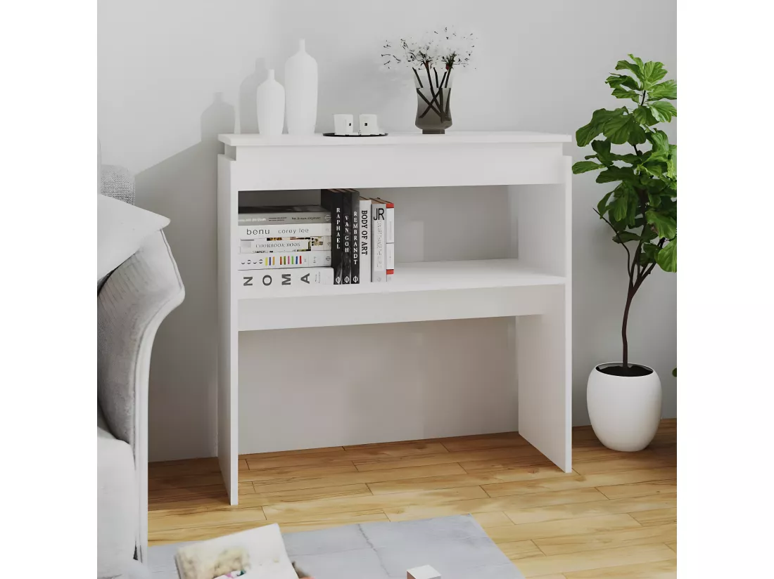 Table console Blanc 80x30x80 cm Aggloméré