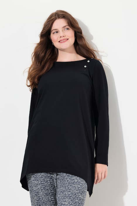 Shirt, Knöpfe, U-Boot-Ausschnitt, Langarm, Biobaumwolle