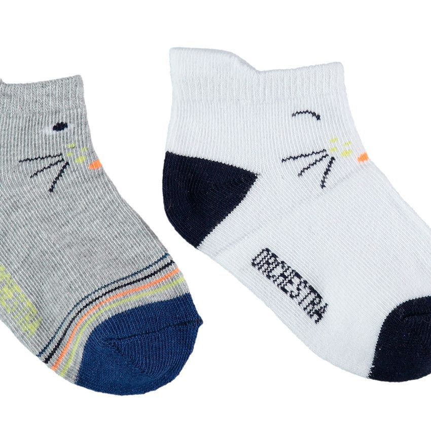 Lot de 2 paires de chaussettes courtes à motifs jacquard - Blanc