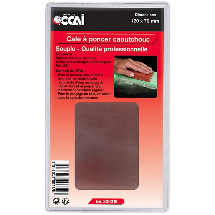 Cale à poncer caoutchouc souple Ocai L.12 x l.7 cm