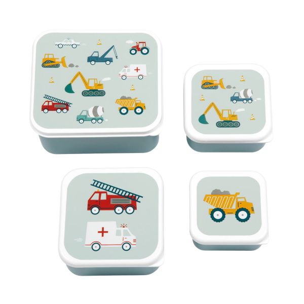 A Little Lovely Company Lunch & Snack Box Set - Vehicles - Lichtblauw