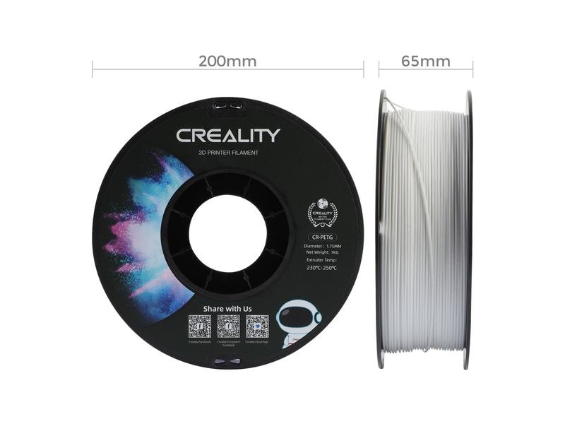 Creality Filament PETG, Weiss, 1.75 mm, 1 kg PETG 3D Drucker Filament