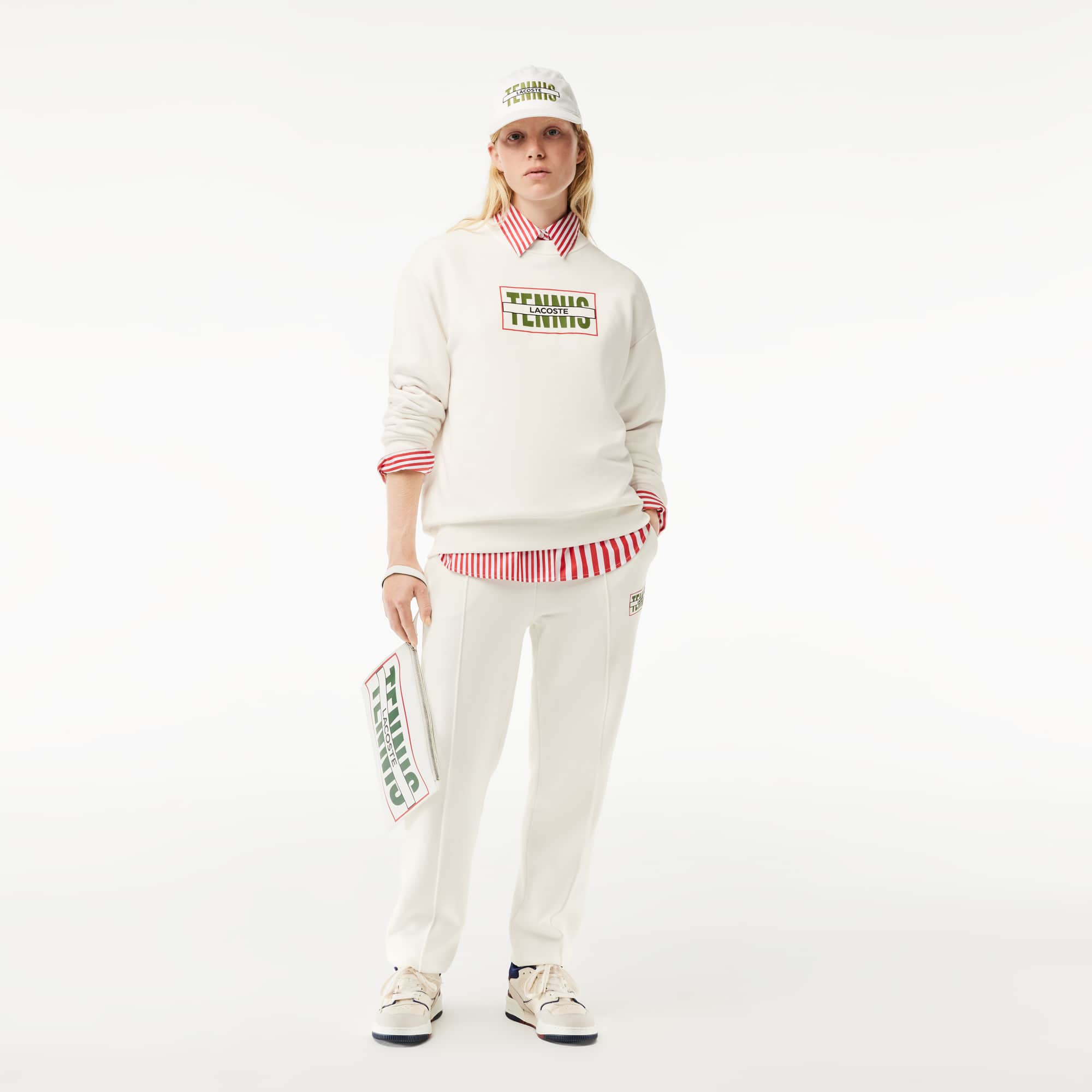 Pantalon de survêtement Jogger imprimé tennis en molleton Pantalons de survêtement - Blanc - Lacoste - Femme