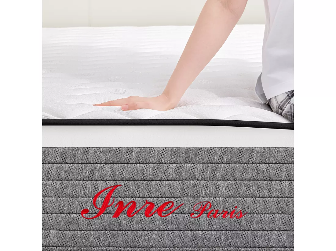Matelas 160x200 cm INRE mousse à mémoire de forme, épaisseur 20cm, confort ferme, confort optimal, 7 zones ergonomique