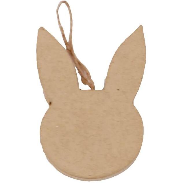 Tête de lapin plate à suspendre 1x6,5x9cm - Kraft