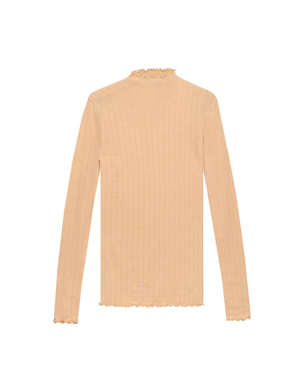Pointelle shirt met hoge hals van merinowol/zijde voor dames