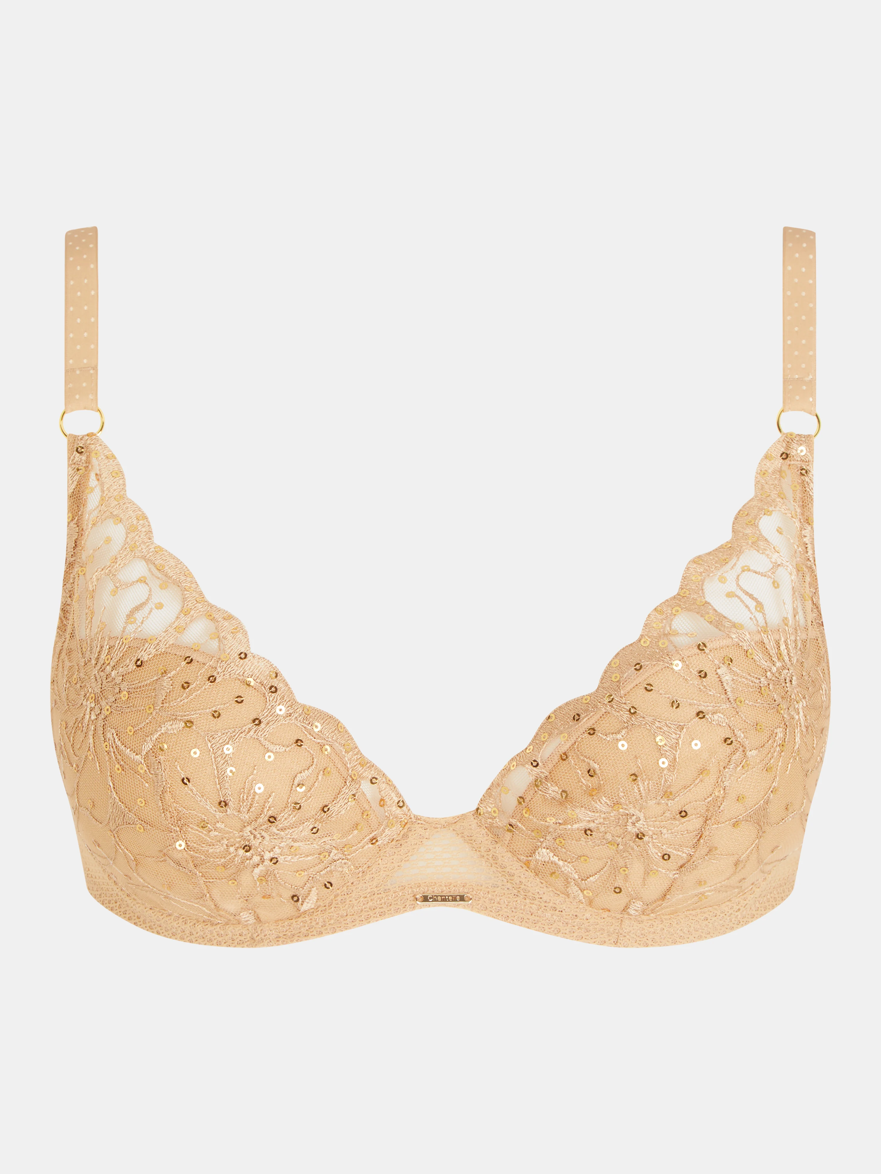 FLEURS SIGNATURE - Soutien-gorge coques plongeant broderie florale | Marron