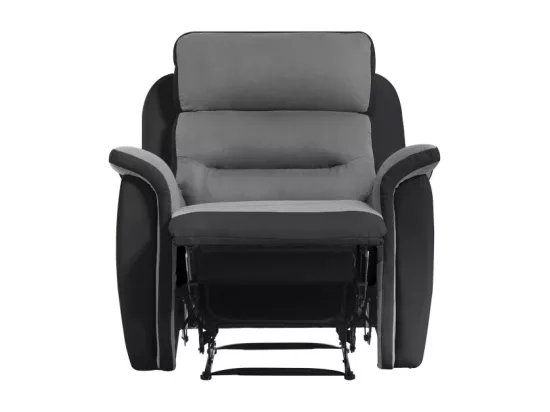 Fauteuil de Relaxation 1 place en Microfibre et Simili Léon - Gris et Noir - Loungitude