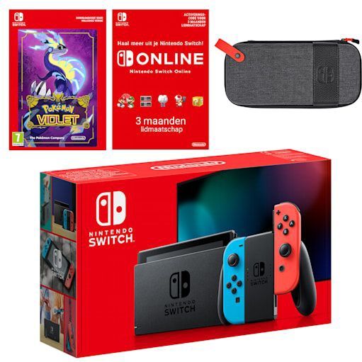 Nintendo Switch (neonblauw/neonrood) Pokémon Violet + Nintendo Switch Online Individueel 3 maanden-bundel