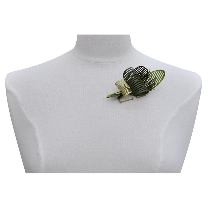 Broche Laiton Algas en Cuir
