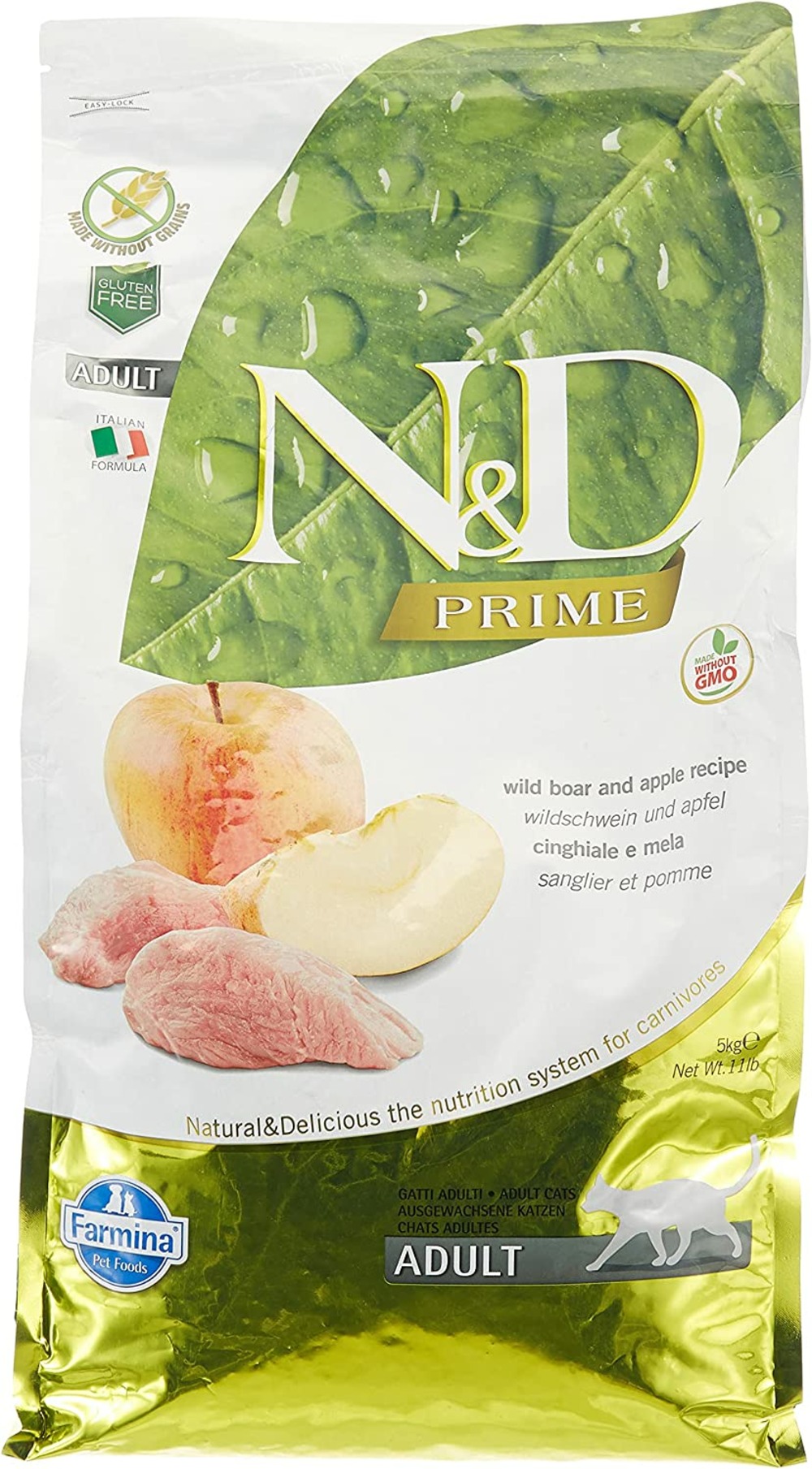 Croquettes n&d prime sanglier & pomme chat adulte 5 kg