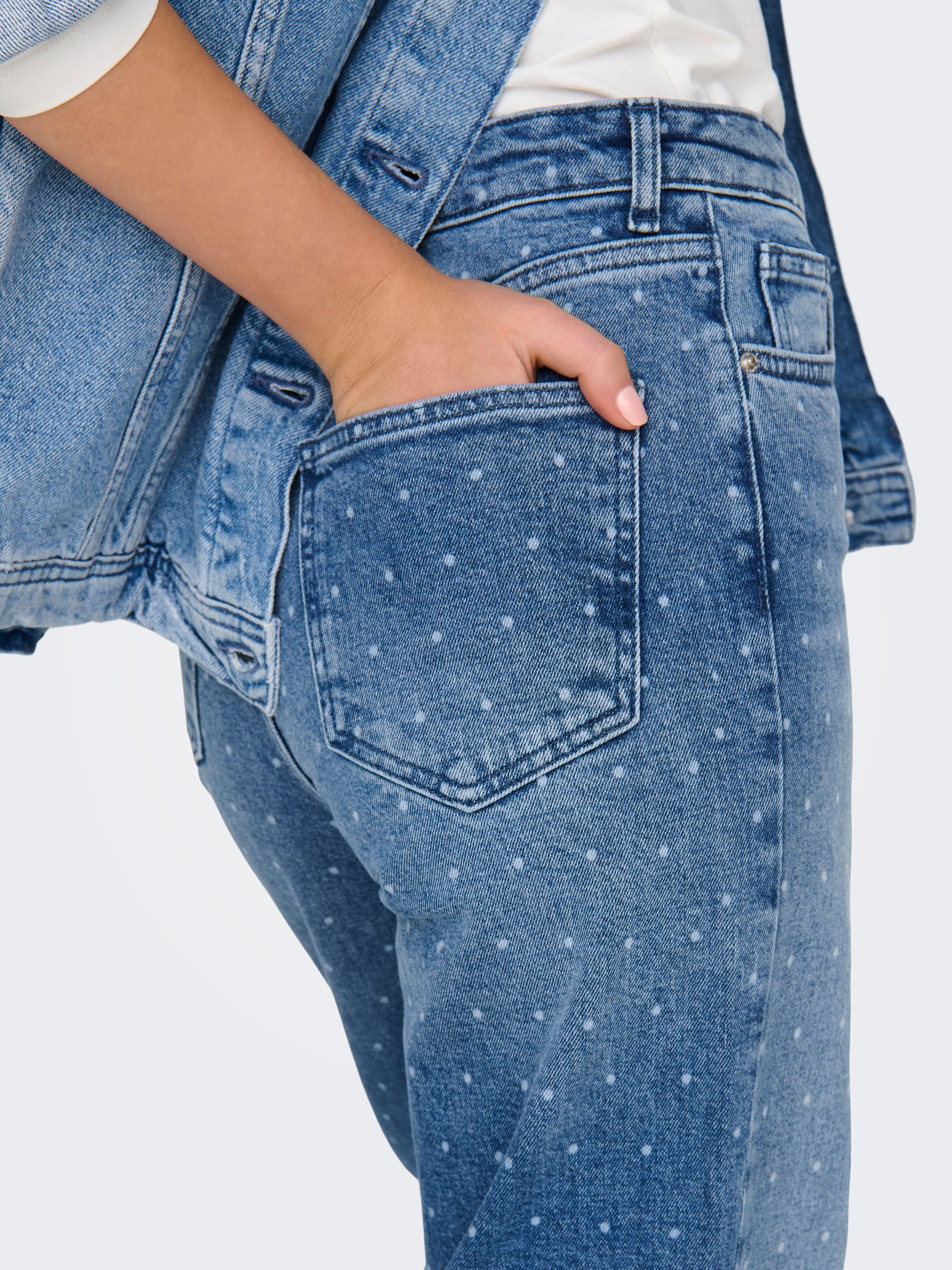 ONLJUICY Hohe Taille Weiter Beinschnitt Jeans Medium Blue Denim