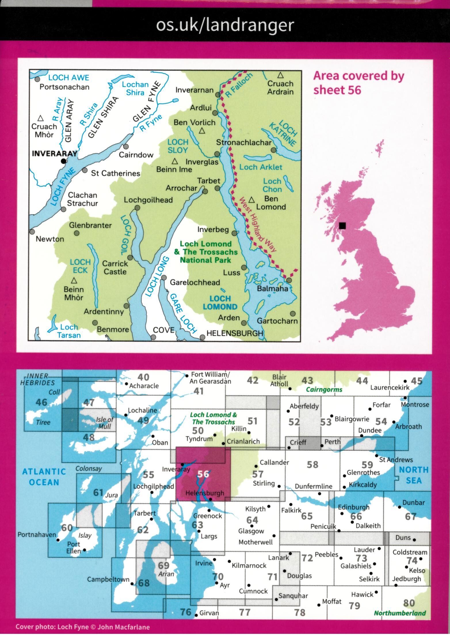 ORDNANCE SURVEY - 56 GB LOCH LOMOND INVERARAY 1 50 000