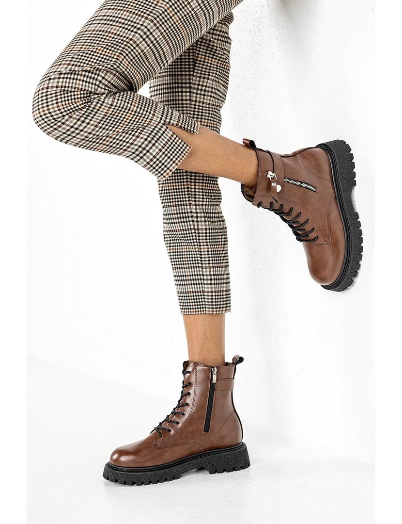 Brown Boots with Laces and Buckle