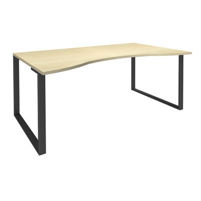 Bureau vague symétrique LOFTER - L180 cm - Plateau imitation Erable - pied Carbone