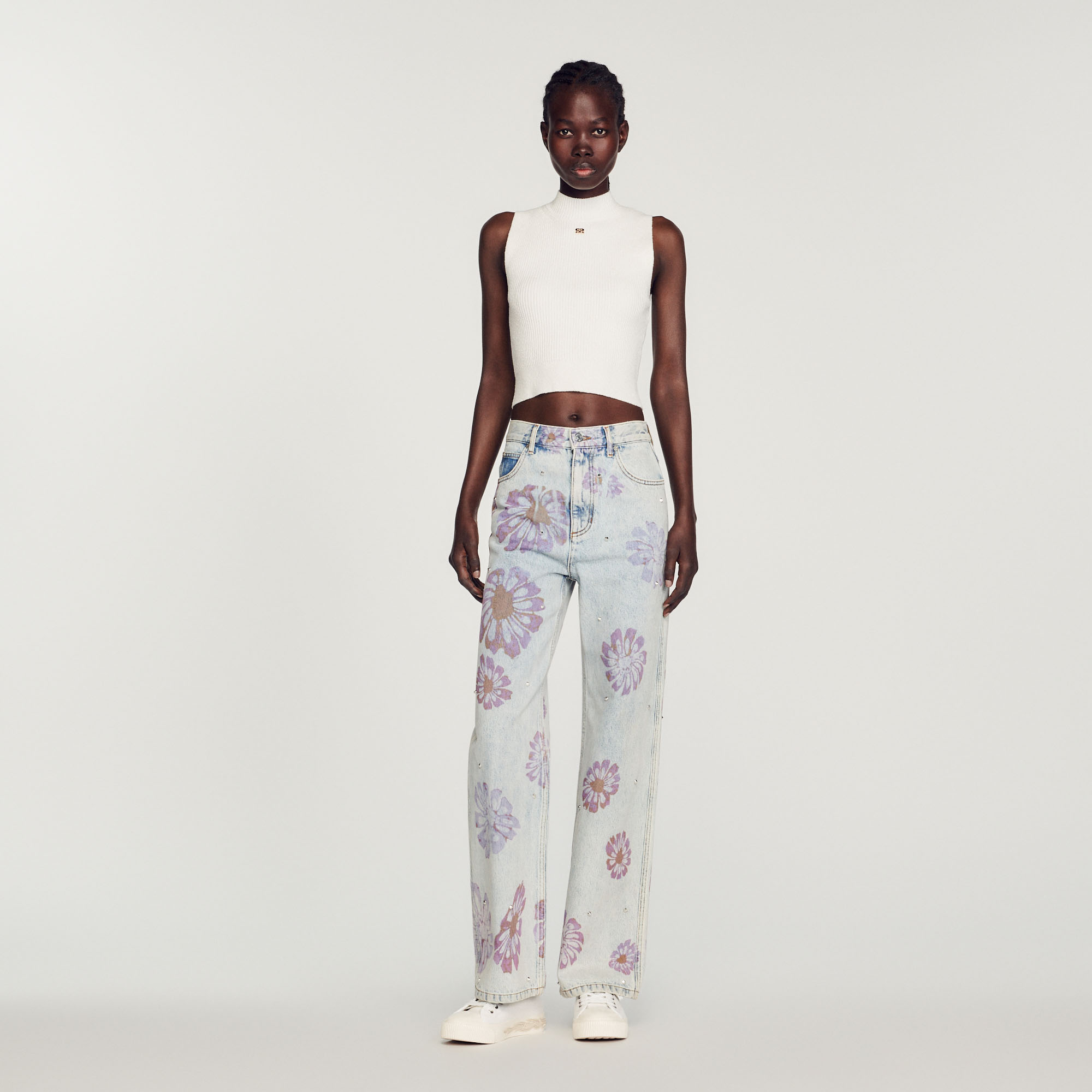 Jean motifs fleurs